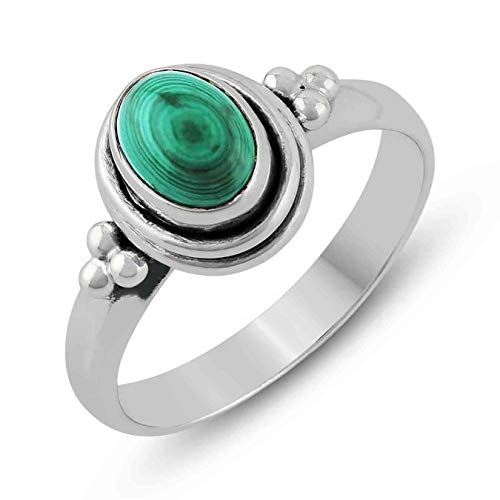 STELLAR DESIGNS 0.90 Carat Genuine Malachite Ring